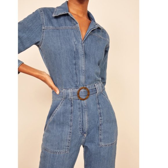 Reformation Rex Boiler Denim long-sleeve Jumpsuit - Picture 4 of 5